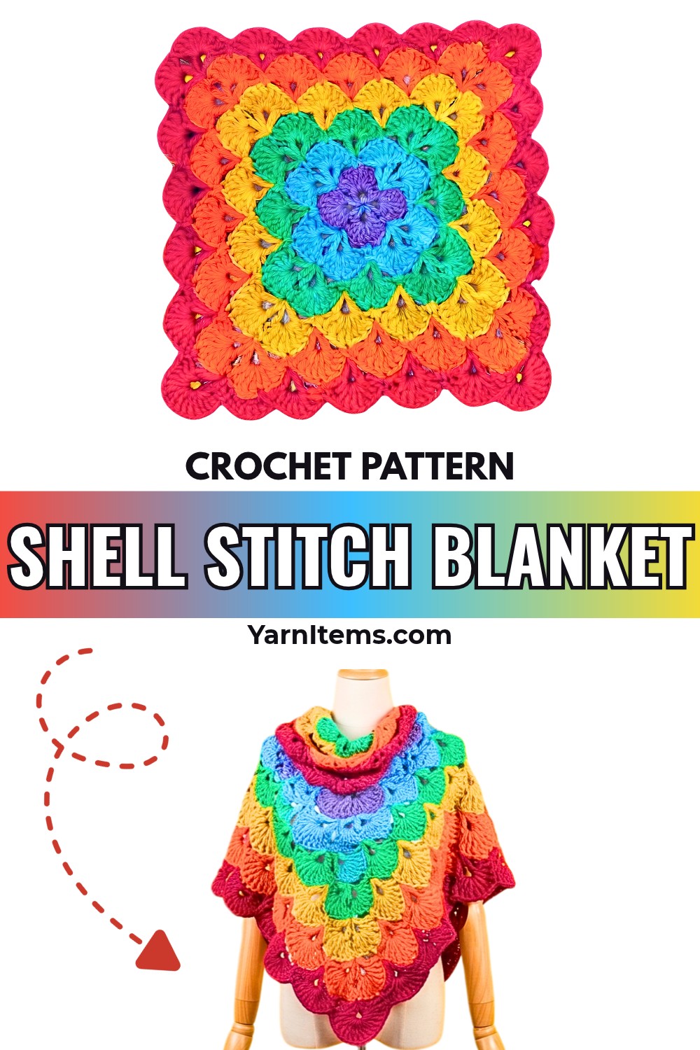 Crochet Shell Stitch Blanket Pattern – Center-Out & Square Finish