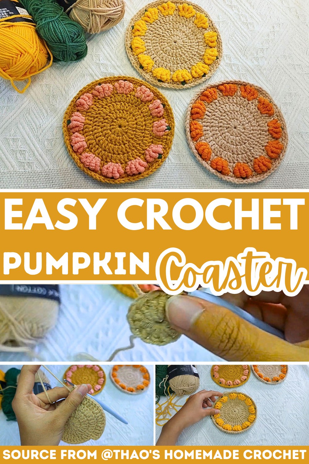 Easy and Practical Crochet Pumpkin Coaster Pattern for Cozy Fall Décor