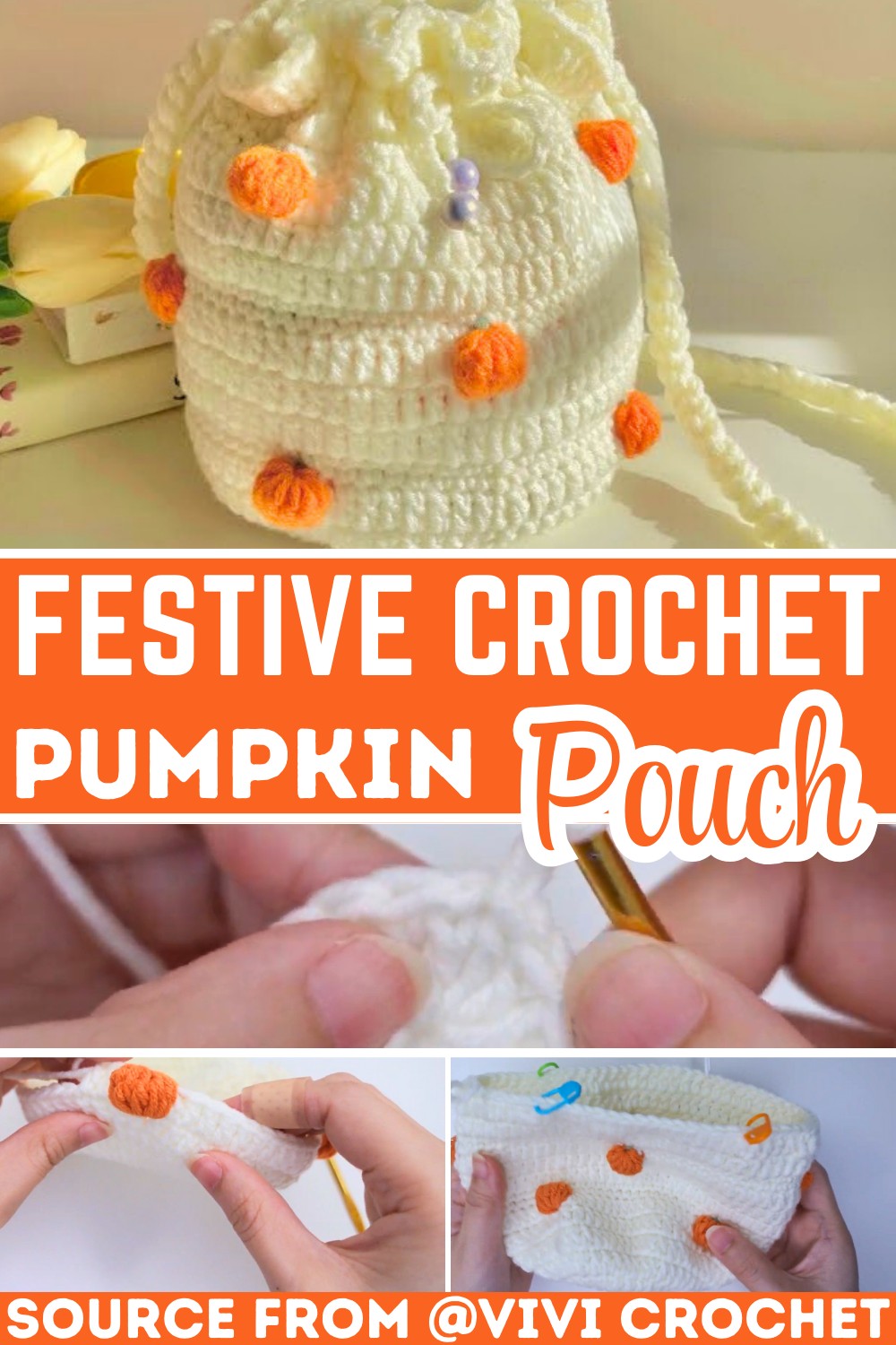 Festive Crochet Pumpkin Pouch Tutorial – Thanksgiving Decor and Gift Bag