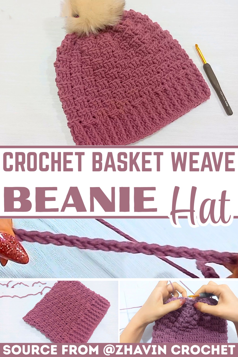 Create a Stunning Basket Weave Crochet Beanie Hat