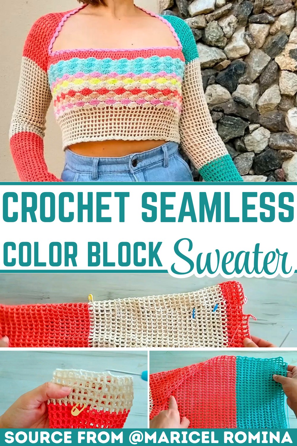 How to Make a Seamless Crochet Color Block Sweater