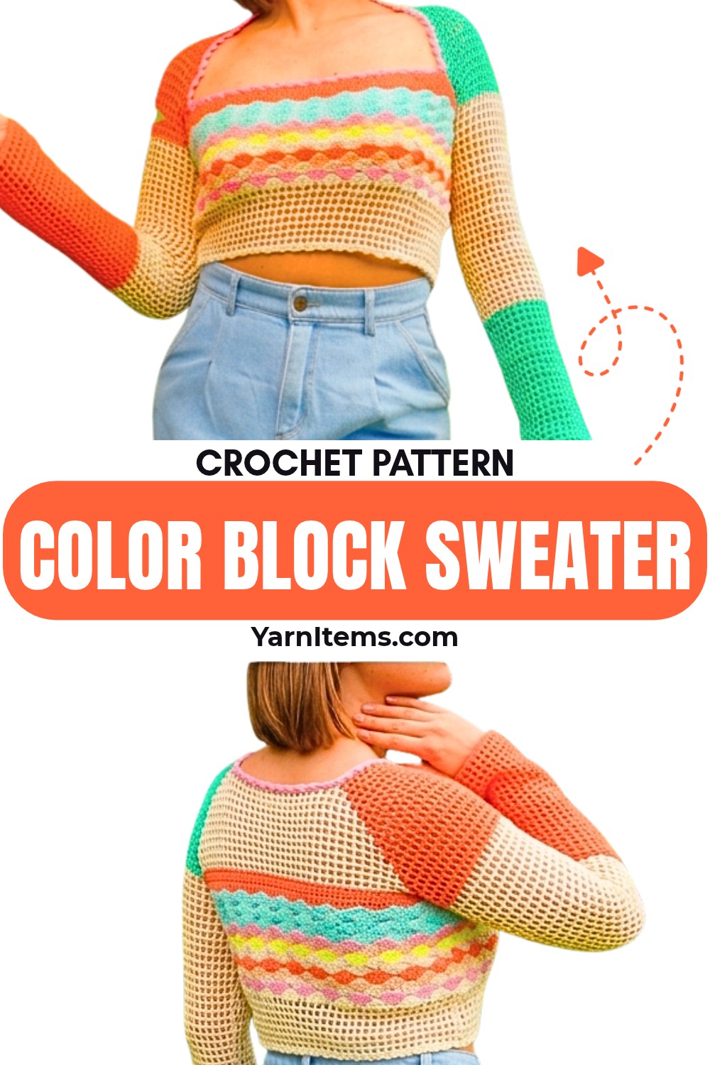Seamless Crochet Color Block Sweater Pattern