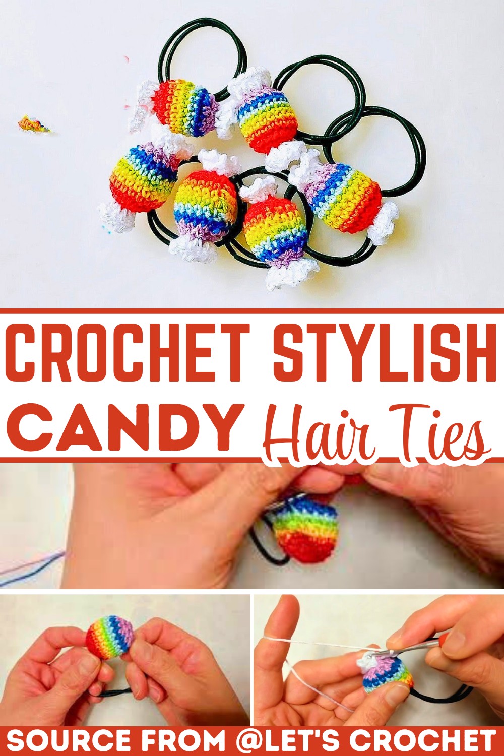 Stylish Crochet-Candy Hair Ties – Handmade Hair Accessories