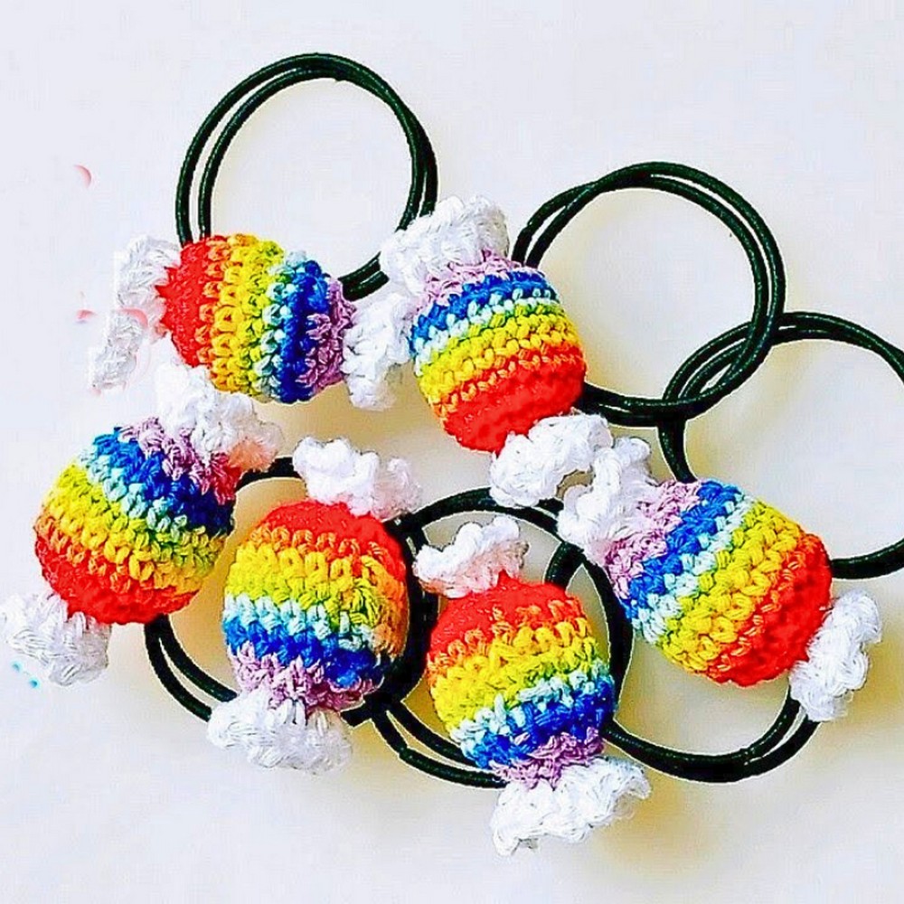 Stylish Crochet-Candy Hair Ties – Handmade Hair Accessories