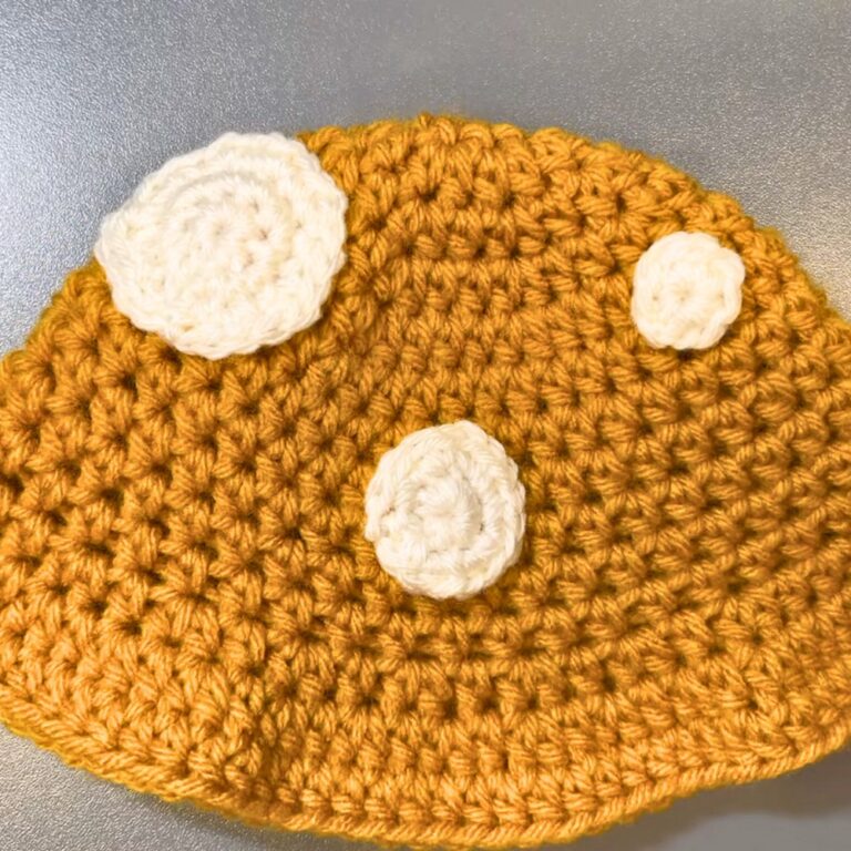 Crochet a Baby Mushroom Bucket Hat with Adorable Spot Details for Thanksgiving