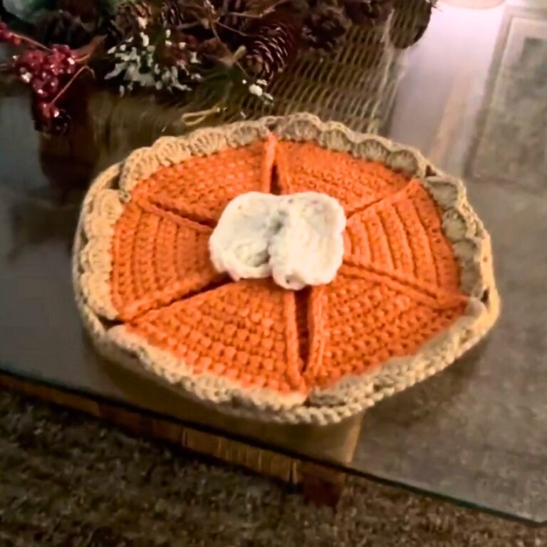 Festive Crochet Pumpkin Pie Coasters for Thanksgiving Table Decor