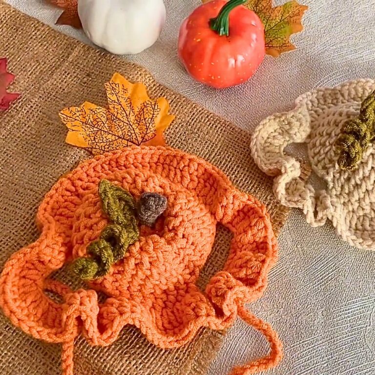 Make a Cute and Festive Crochet Pumpkin Hat for Cats and Dogs for Thanksgiving