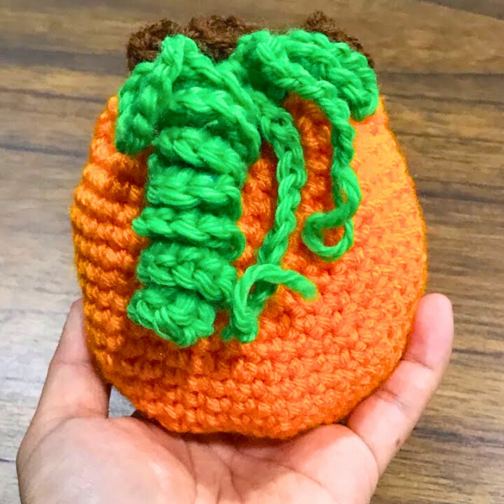 How to Crochet Pumpkin Drawstring Bag for Thanksgiving and Fall