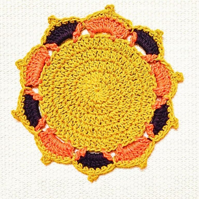 Crochet Turkey Themed Coaster Pattern for Thanksgiving