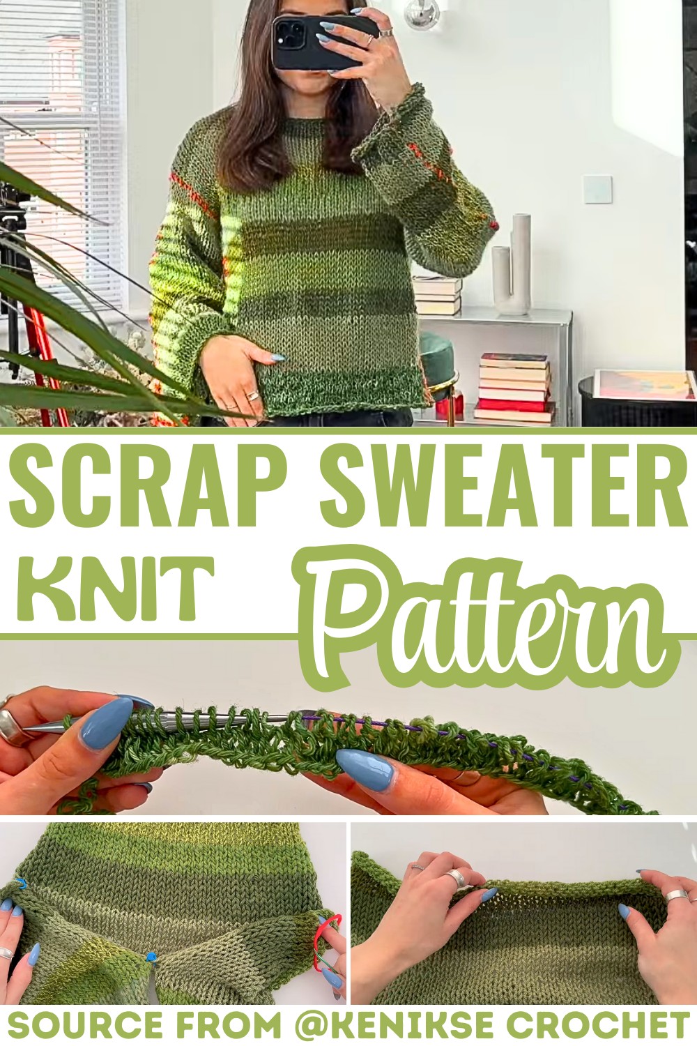 Beginner-Friendly Knit Scrap Sweater with Leftover Yarn – Customizable and Versatile all done