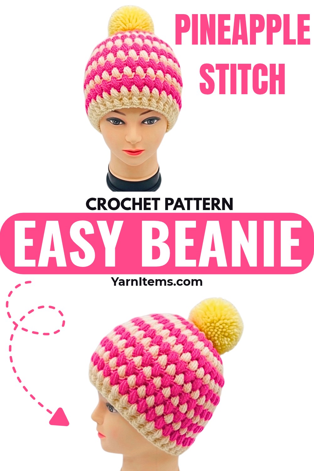 Complete Pineapple Stitch Crochet Beanie Pattern for All Ages