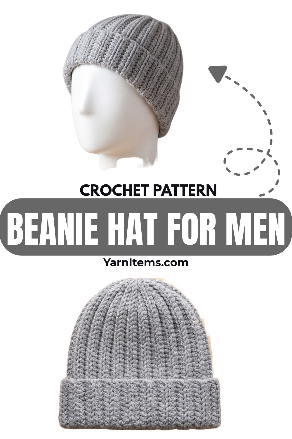 Cozy Beanie Hat for Men - Crochet Pattern with Curled Edge