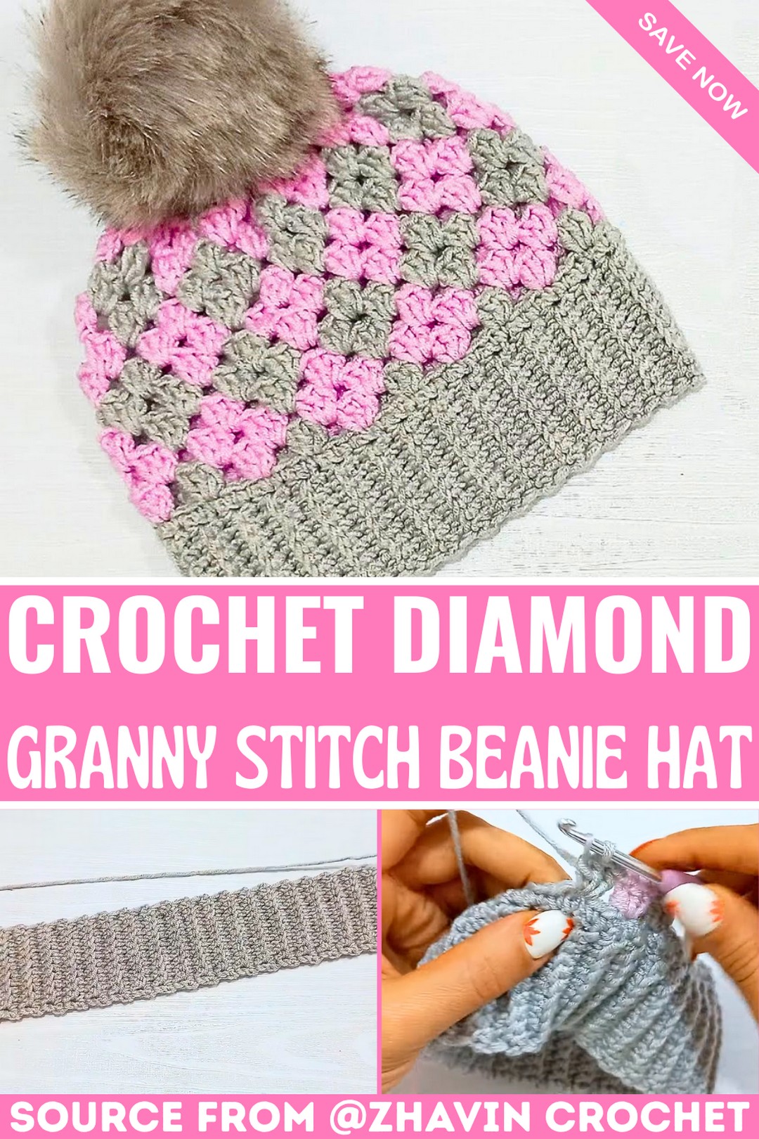 Crochet Diamond Granny Stitch Beanie Hat Pattern for Style and Warmth