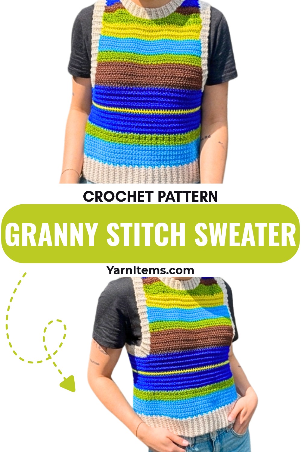 Crochet Multi-Stitch Sweater Vest Tutorial: Colorful, Cozy, and Simple