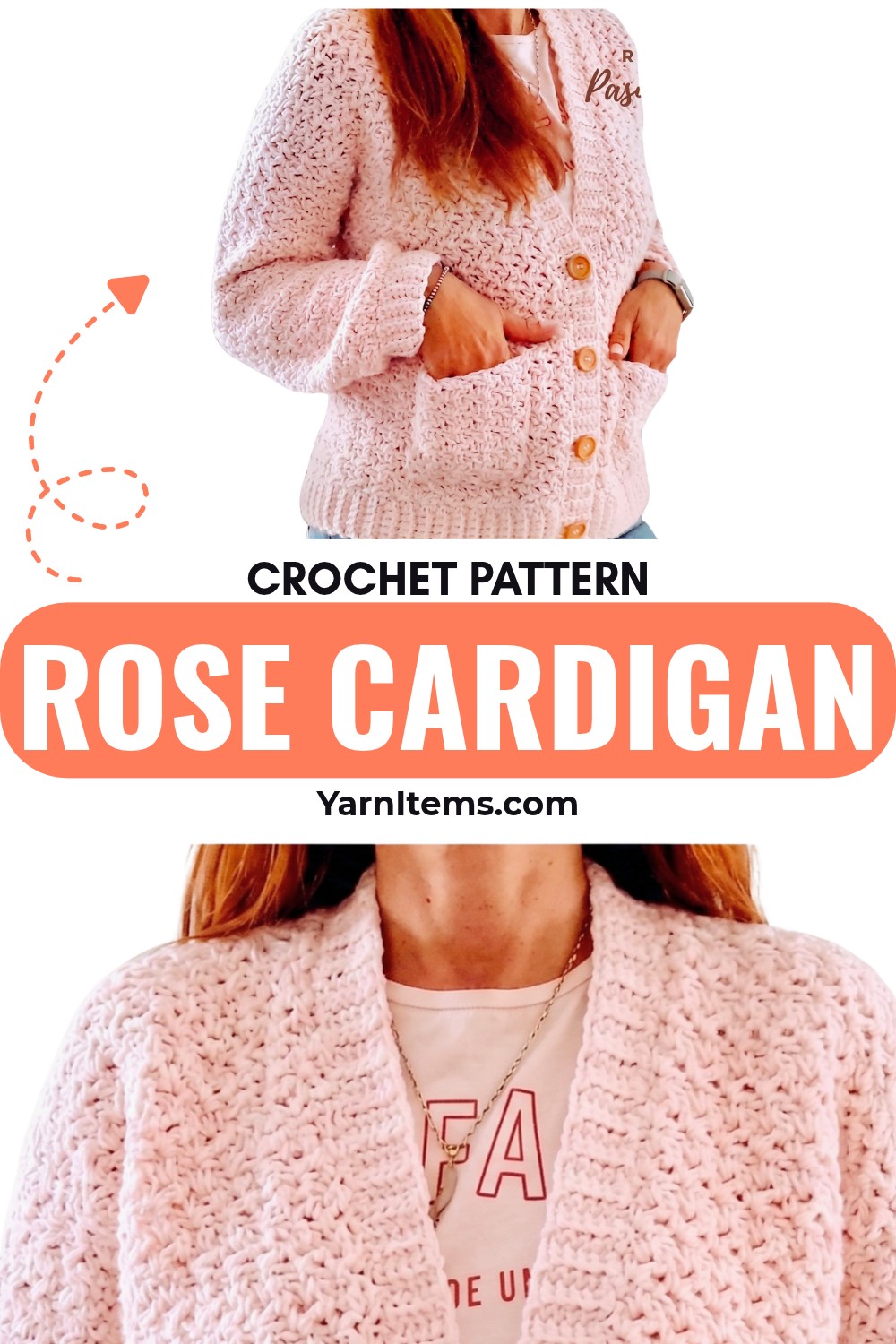 Crochet Rose Cardigan Pattern- Textured V-Stitch Cardigan