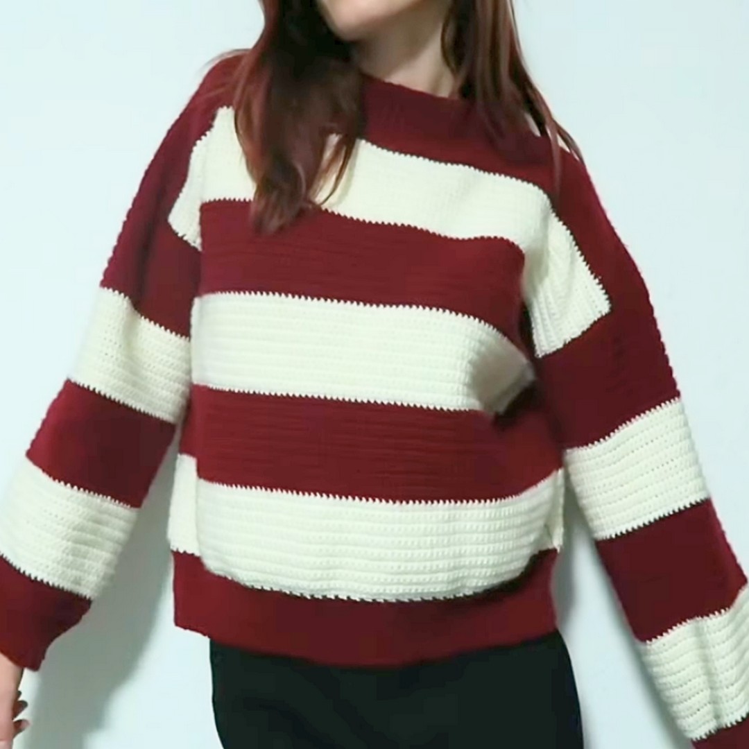 Easy Crochet Stylish and Versatile Striped Sweater Pattern