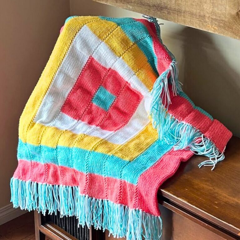 Knit a Square Baby Blanket or Lap Throw with Braided Joins