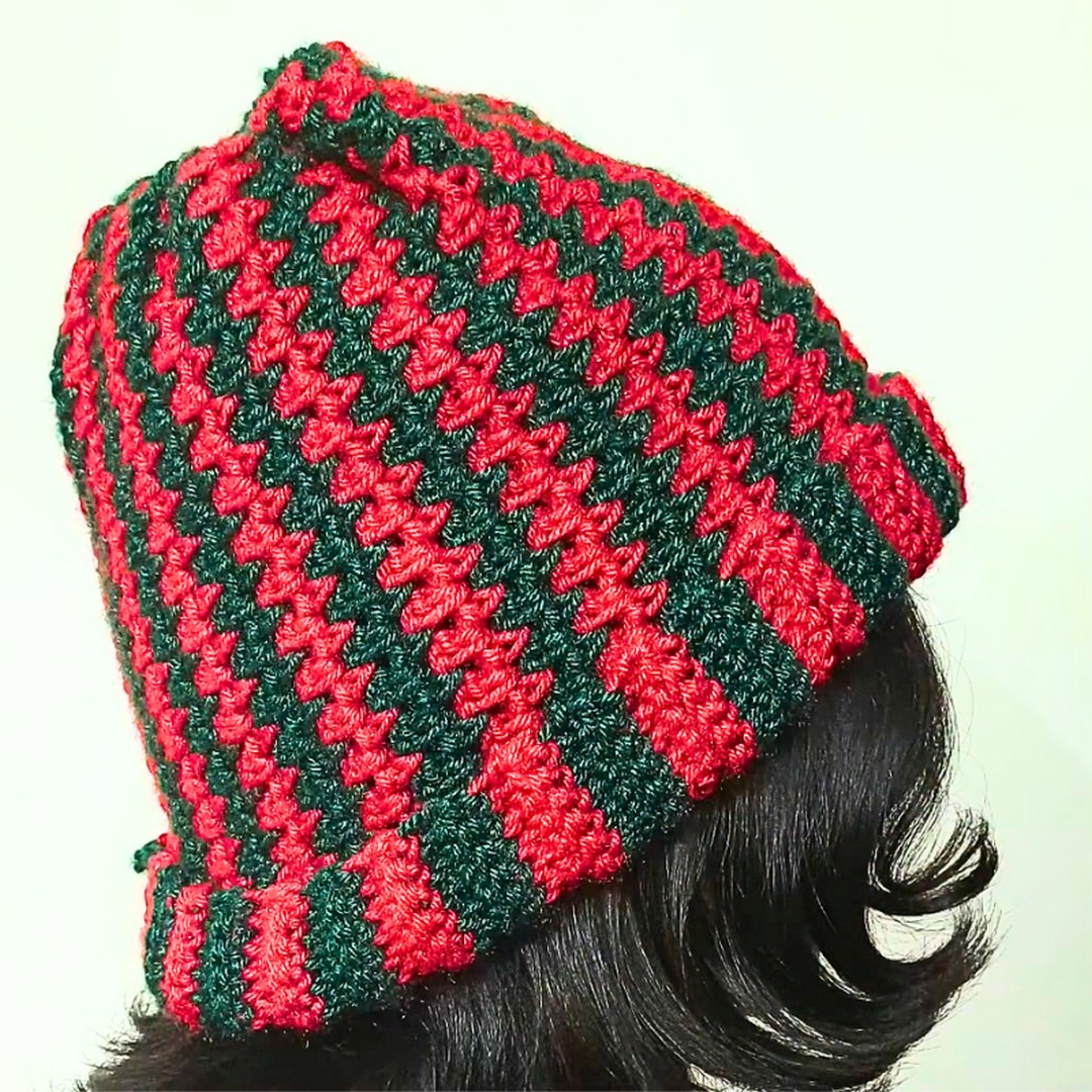 How To Crochet A Festive Christmas Hat In Red-green Colors