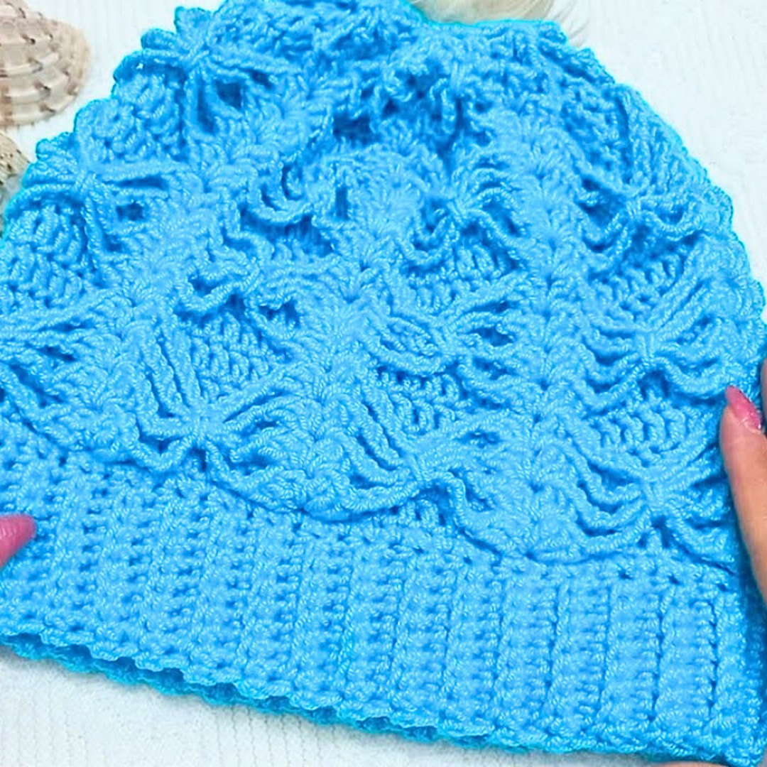 How To Crochet An Easy Fan Web Stitch Beanie Hat For Winter Warmth
