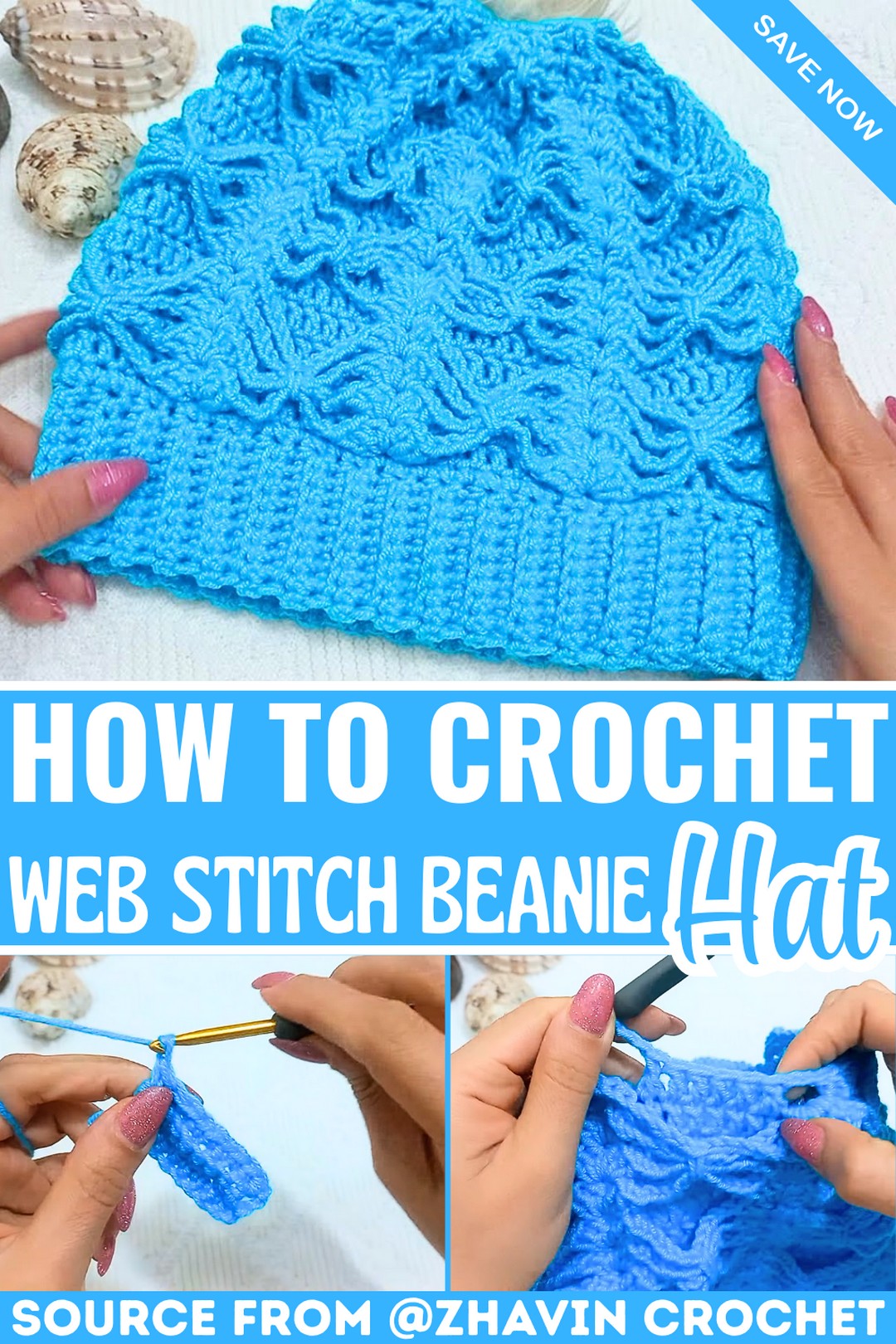 How To Crochet An Easy Fan Web Stitch Beanie Hat For Winter Warmth
