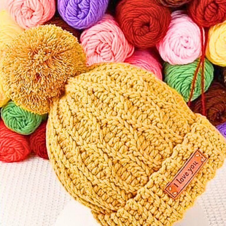 Textured Yellow Crochet Hat – Cozy Handcrafted Beanie