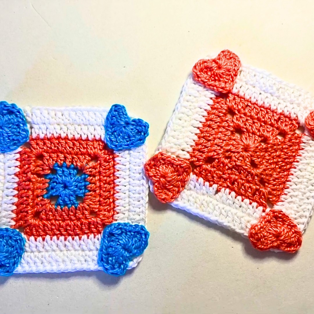 How to Crochet Granny Squares with Heart Motifs for Beginners