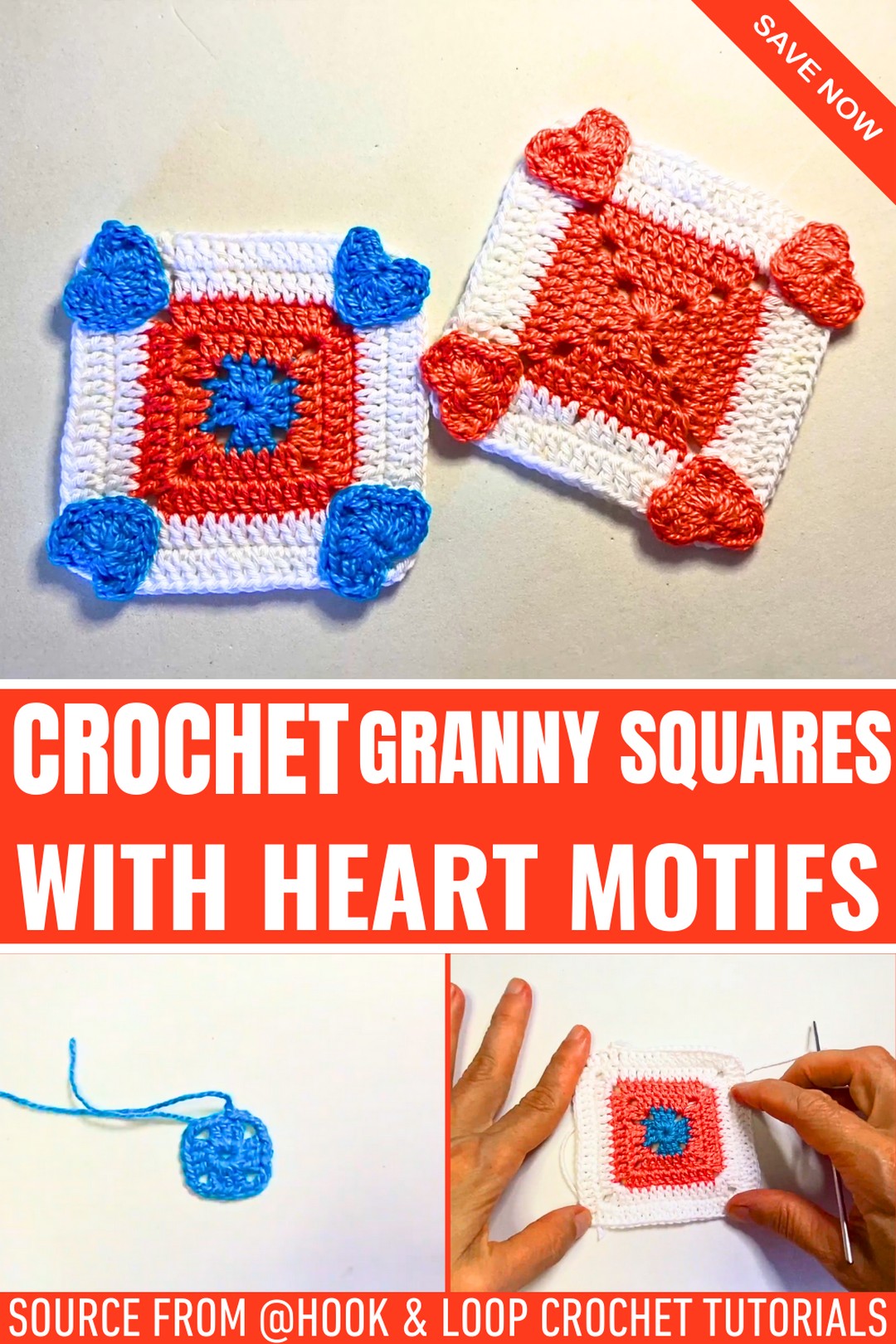 How to Crochet Granny Squares with Heart Motifs for Beginners