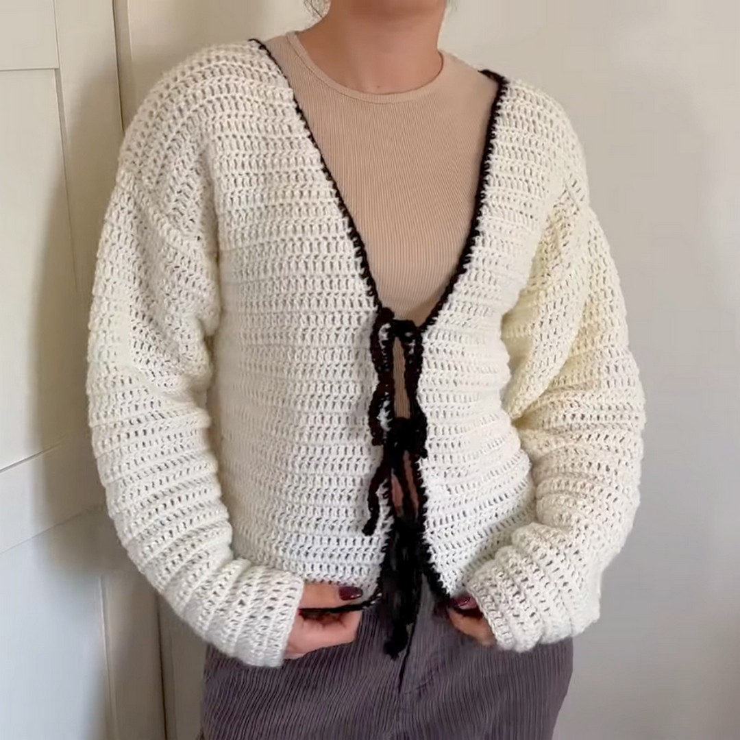 How to Crochet a Front-Tie Cardigan with Customizable Fit and Elegant Design