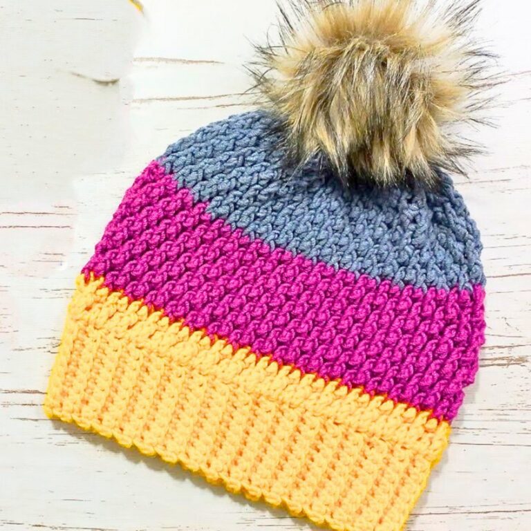 Textured Crochet Alpine Stitch Beanie Hat for All Seasons