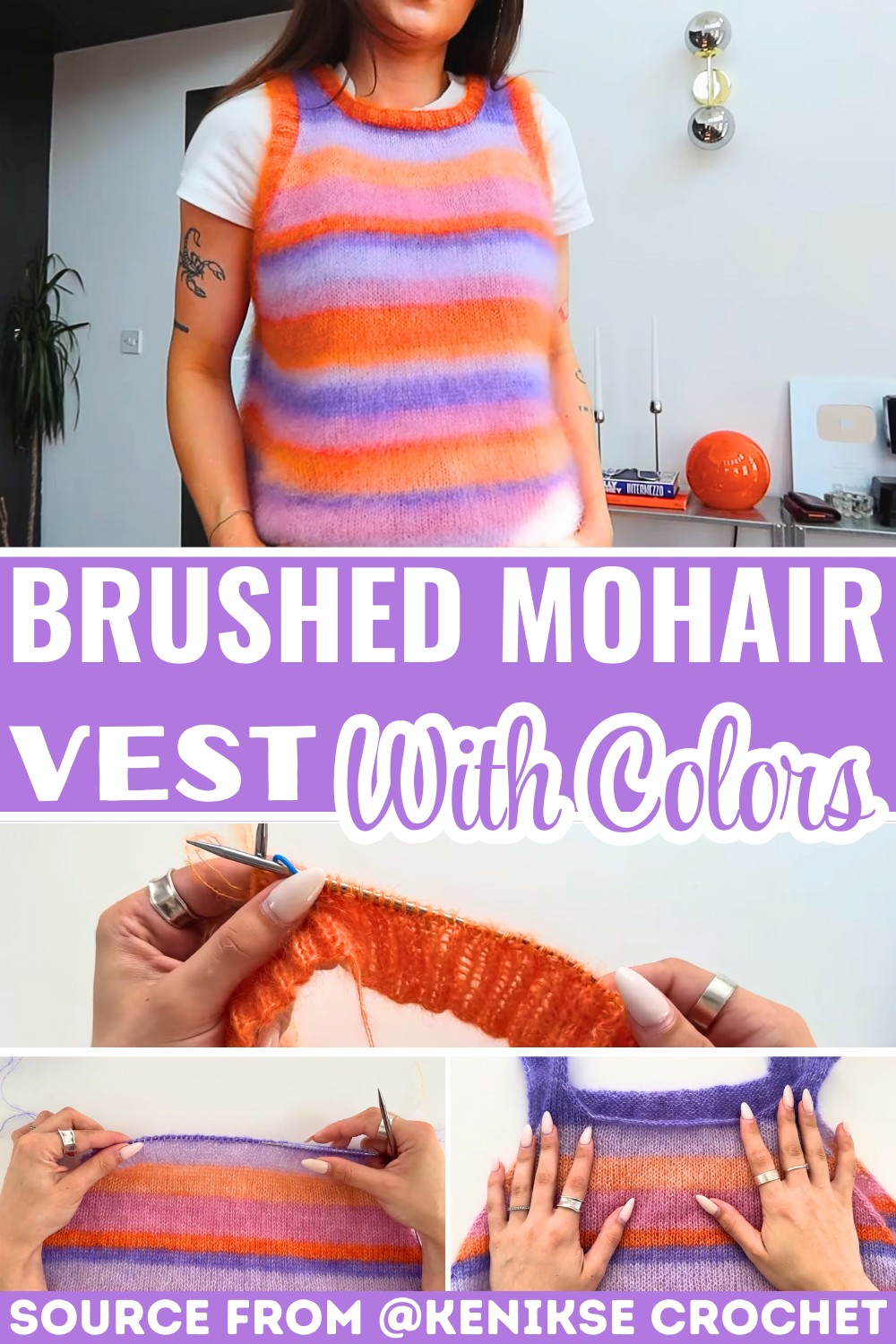 How to Knit a Stunning Brushed Mohair Vest with Customizable Colors and Elegant Ribbing