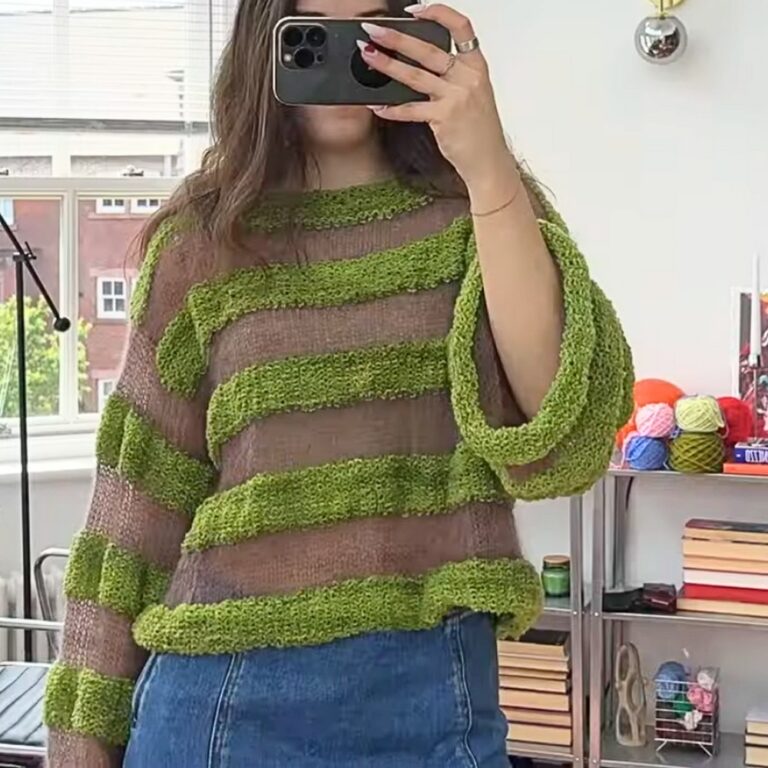 Learn to Knit a Striped Sweater with Mohair and Double-Knit Yarns