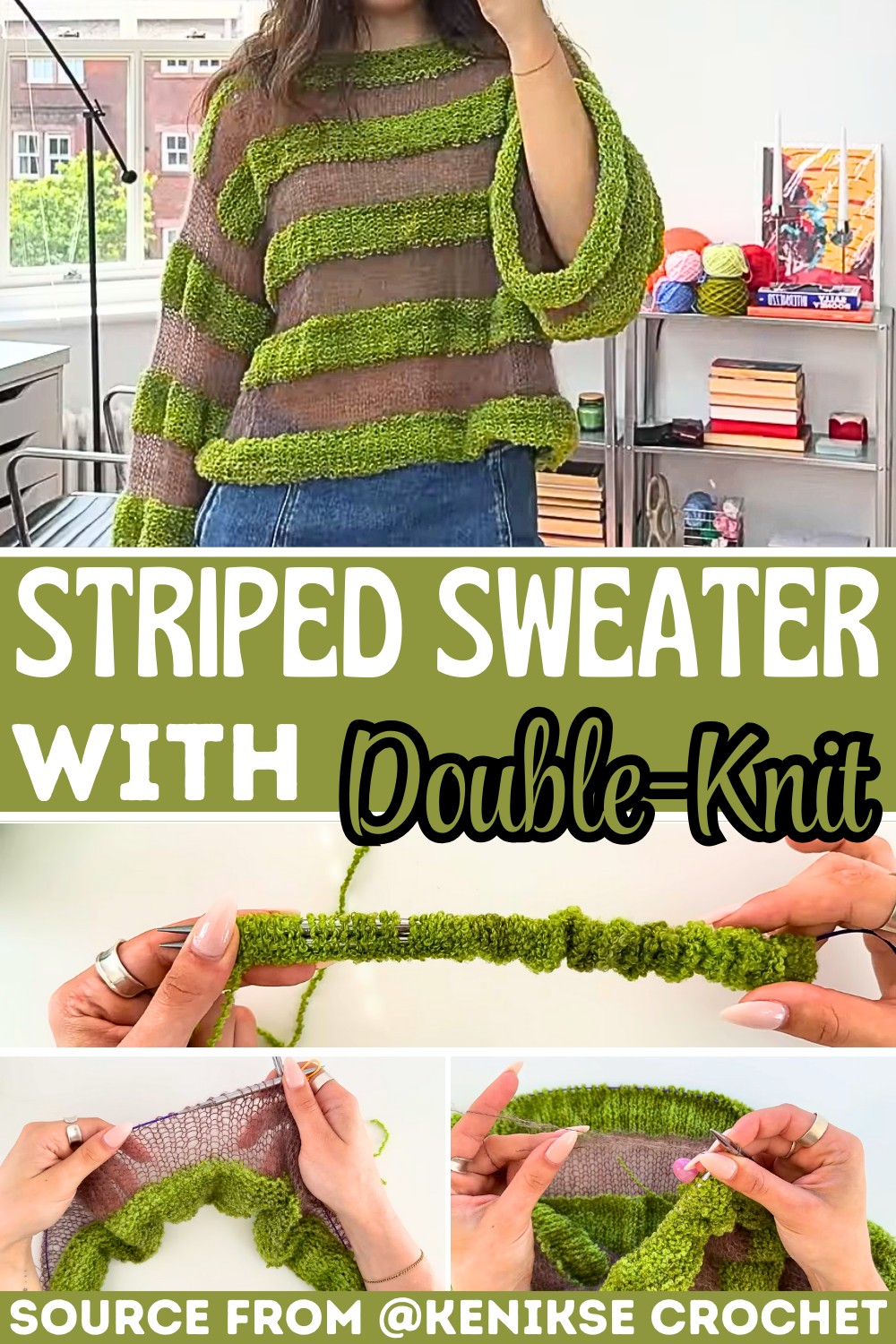 Learn to Knit a Striped Sweater with Mohair and Double-Knit Yarns