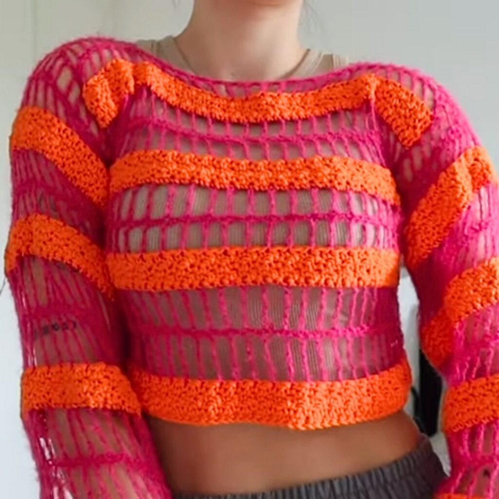 Lightweight Crochet Mesh Crop Sweater Tutorial for Any Wardrobe