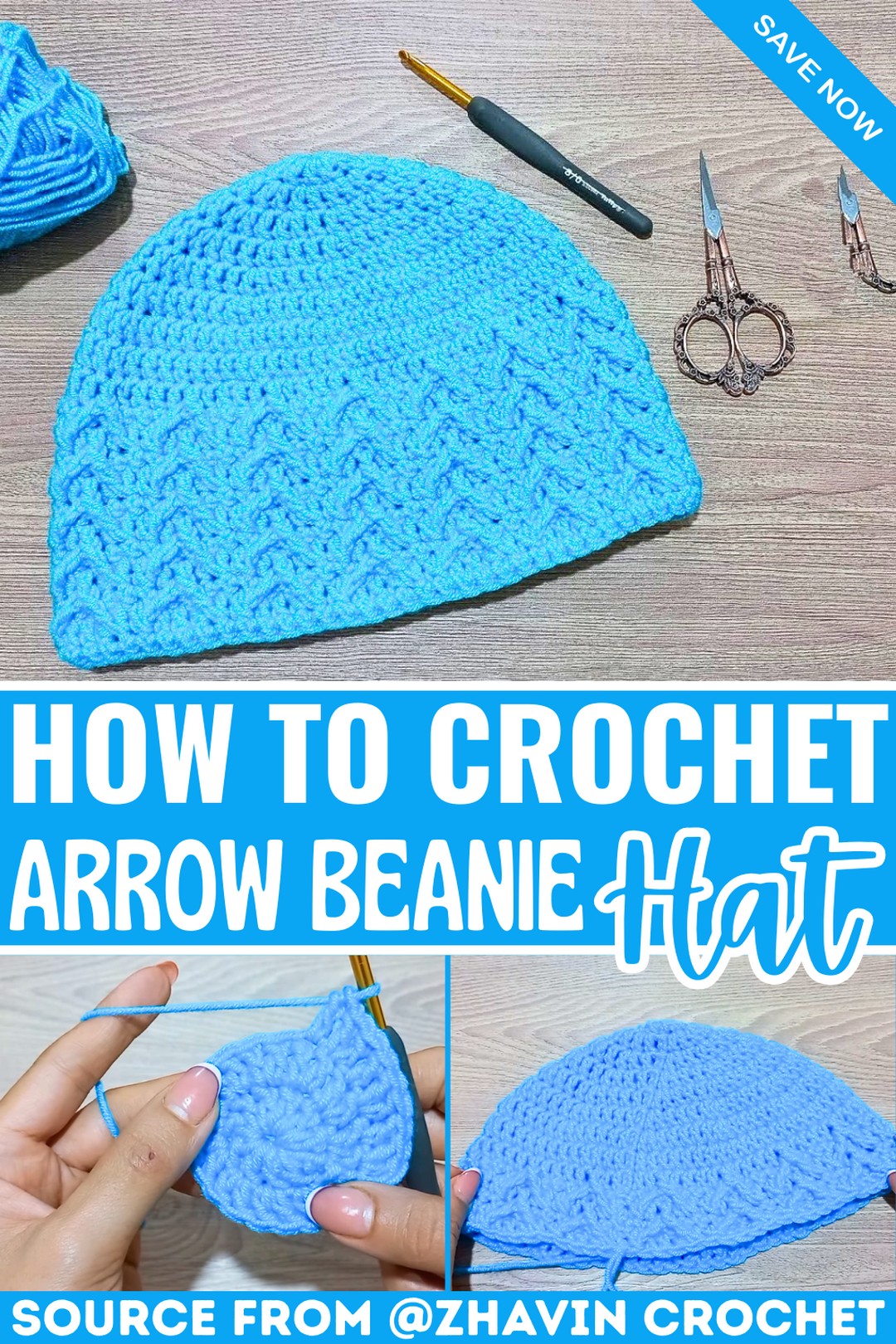 Stunning and Functional Crochet Arrow Beanie Hat with This Easy Pattern