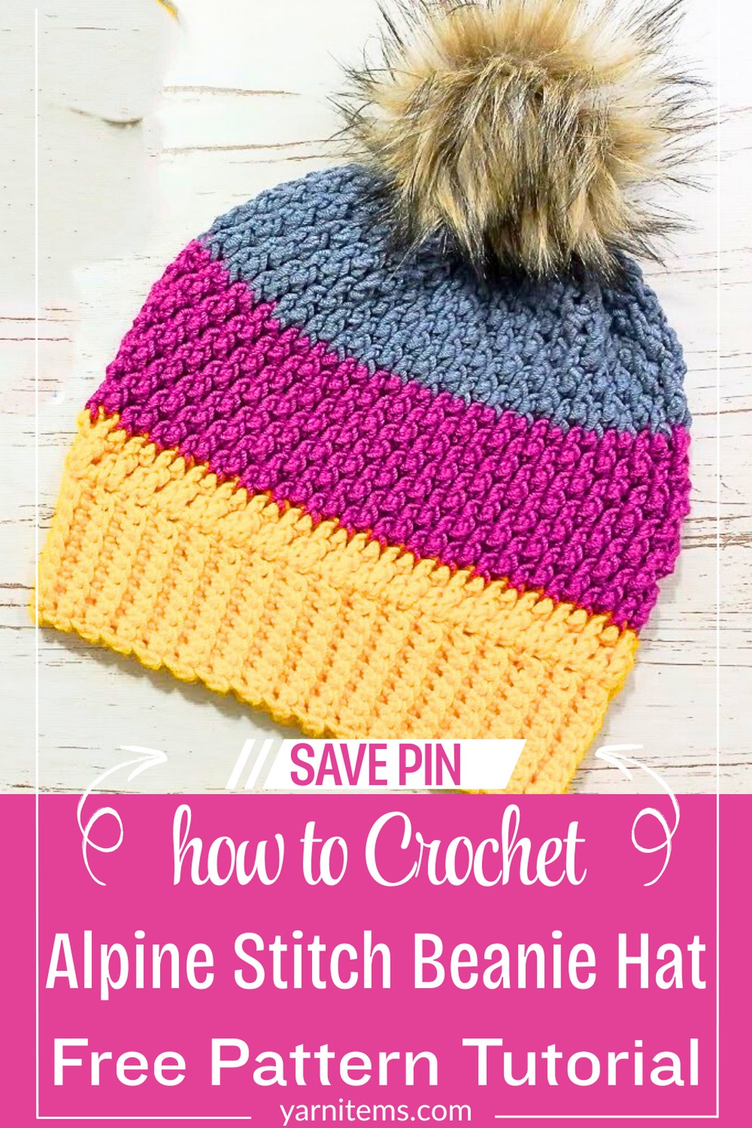 Textured Crochet Alpine Stitch Beanie Hat for All Seasons