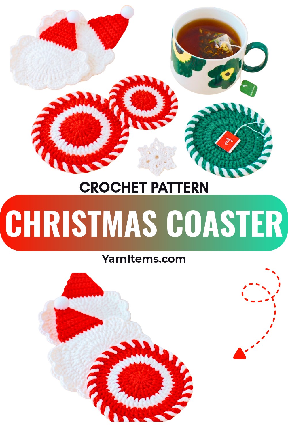 Crochet Christmas Coaster For Festive Holiday Décor