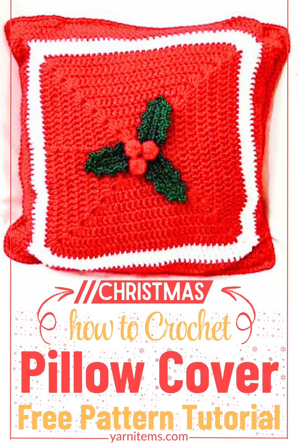 Crochet Christmas Pillow Cover With Solid Granny Squares
