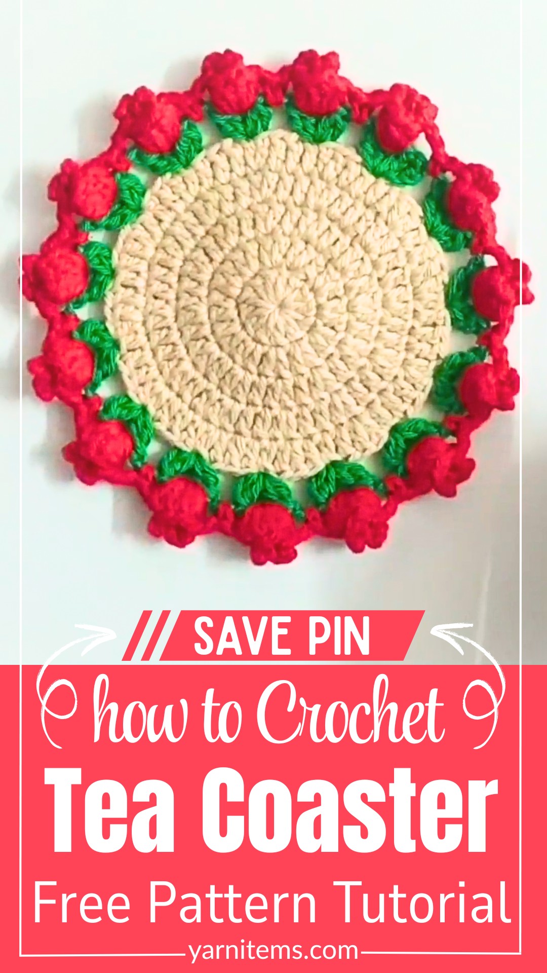 How To Crochet Tulip Flower Tea Coaster With Simple Double Crochet Stitches