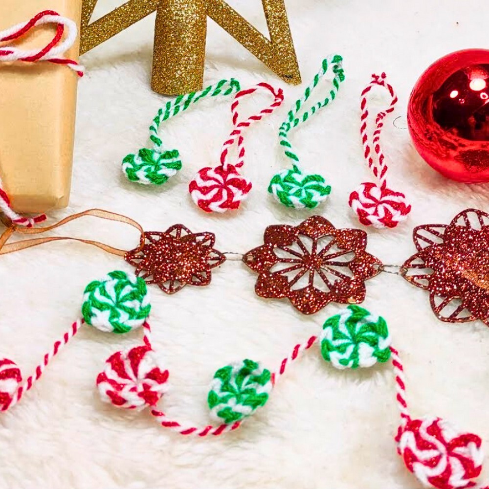 How to Crochet Peppermint Candy Ornament for Christmas Trees