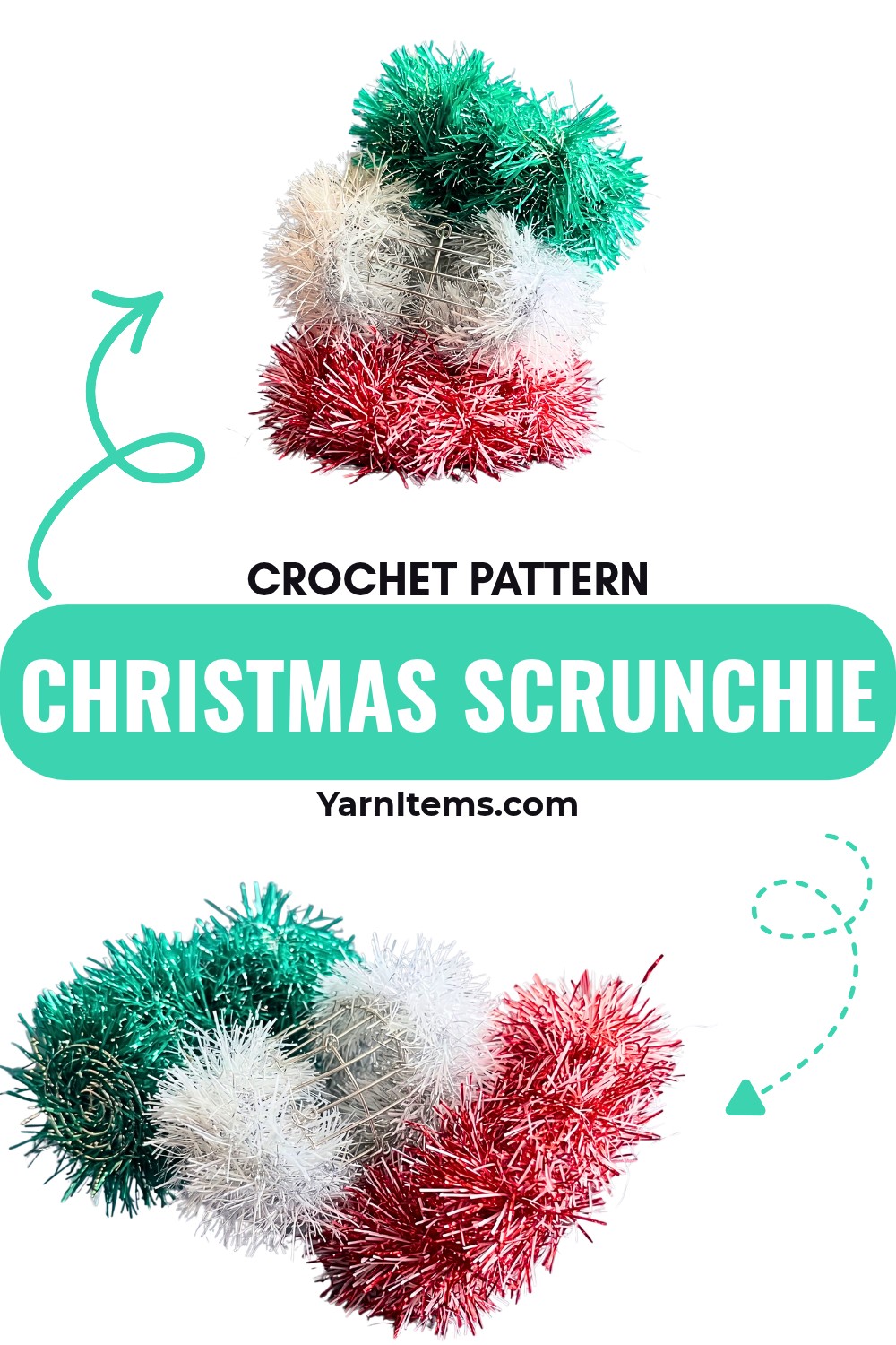 How to Crochet a Festive Christmas Scrunchie with Tinsel Yarn
