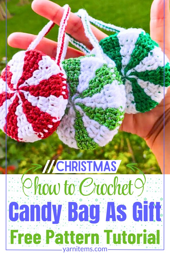 How to Crochet a Peppermint Candy Bag As Gift and Ornament