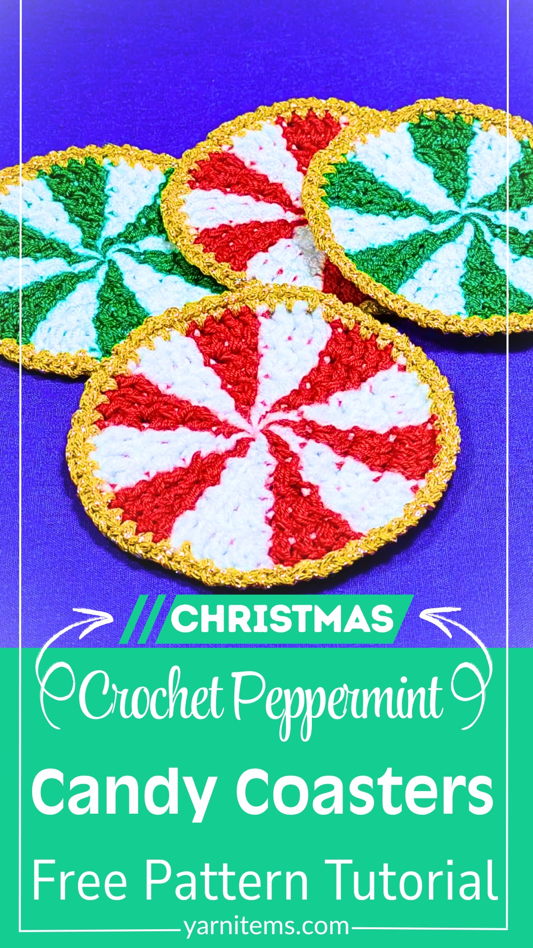 Step-by-Step Crochet Tutorial for Peppermint Candy Coasters for Holiday Decor