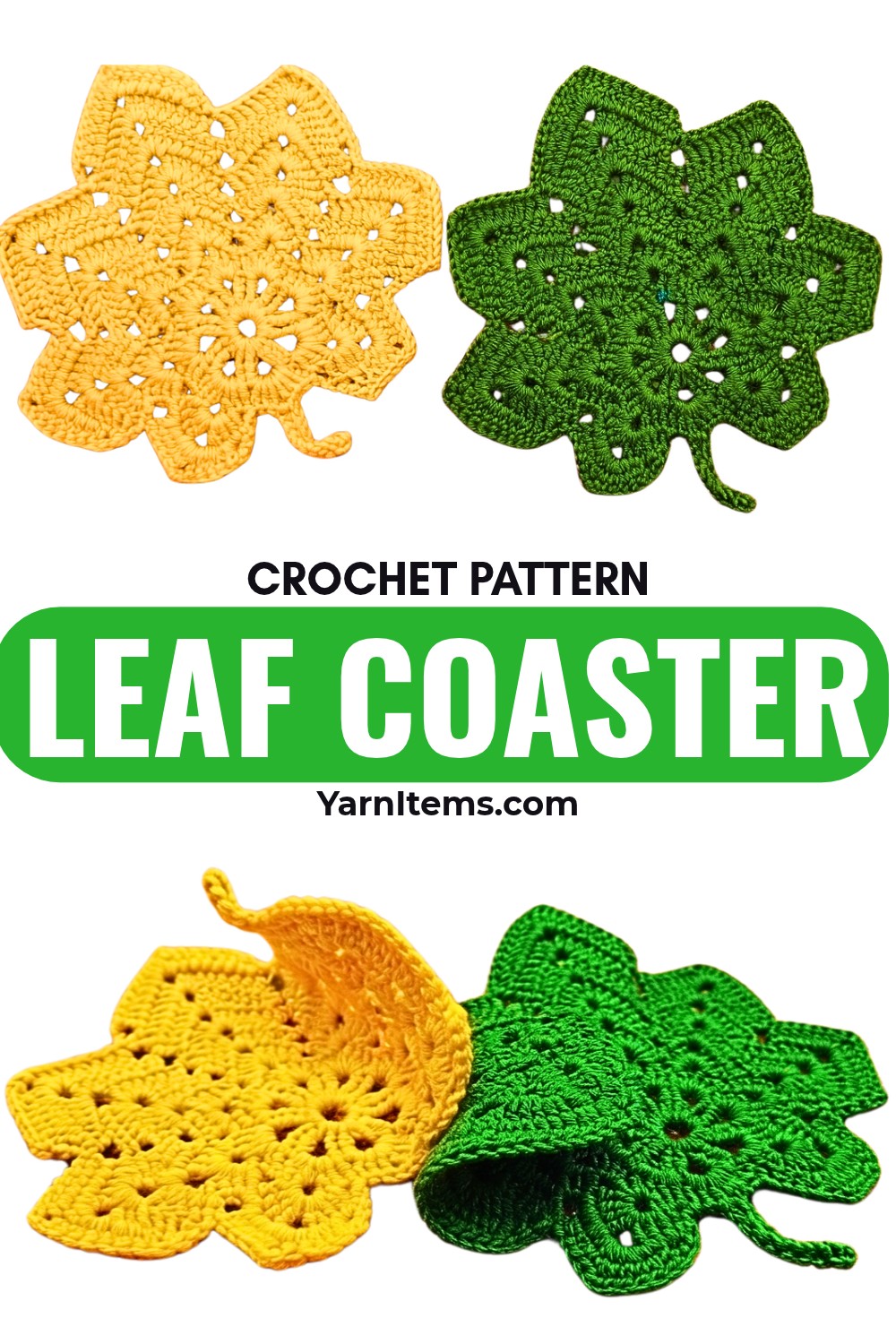 Crochet Leaf Coaster Pattern - Lace Leaf Table Decor