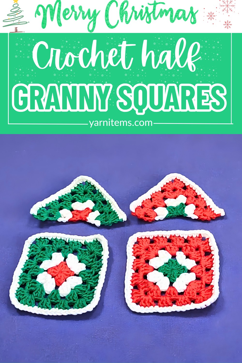 Crochet Christmas Half Granny Squares Patterns For Festive Holiday