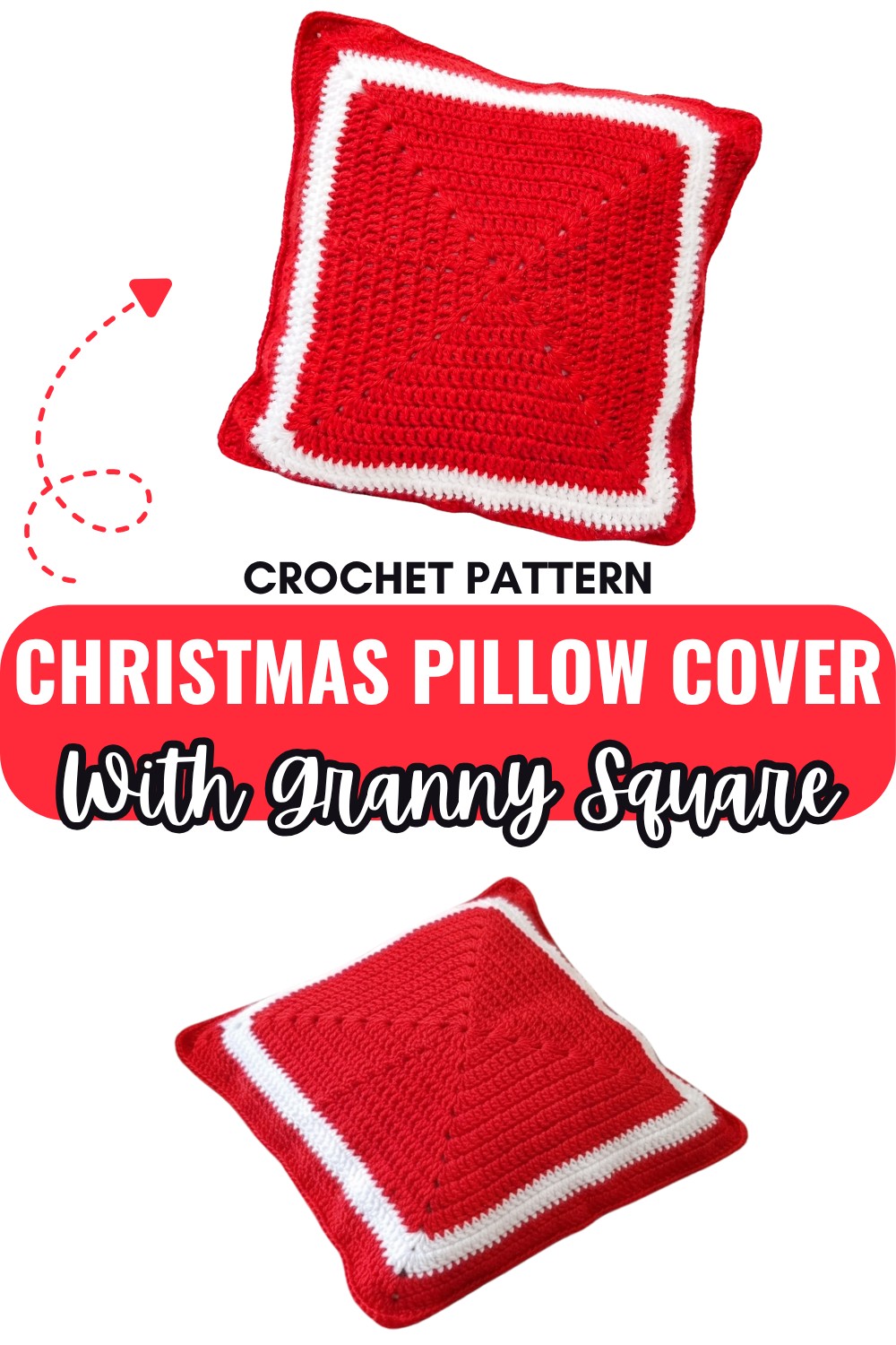 Crochet Christmas Pillow Cover With Granny Square Design