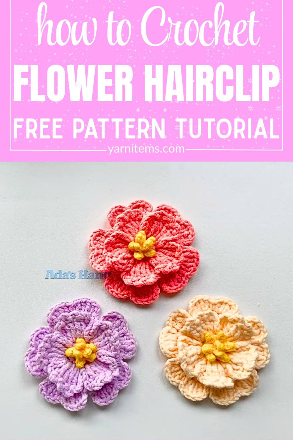 Crochet Flower Hairclip Tutorial with Layered Petals