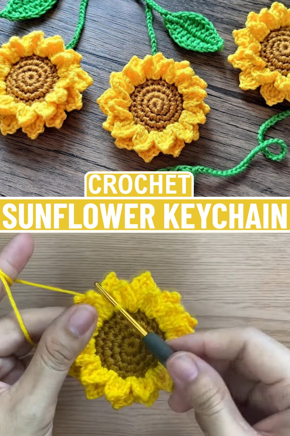 Crochet Sunflower Keychain Tutorial - Cheerful Mini Accessory - Yarn Items