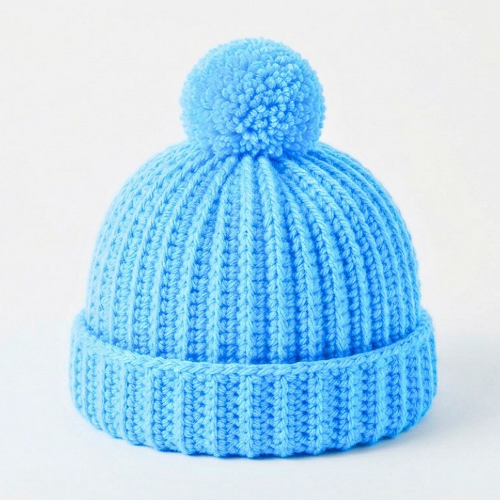 Easy Crochet Baby Hat 0-3 Months with Pom-Pom