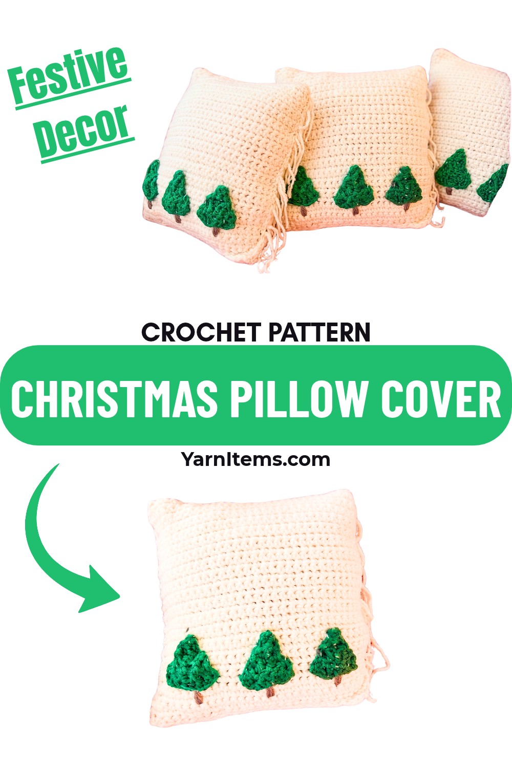 Easy Crochet Christmas Pillow Cover Pattern For Festive Decor