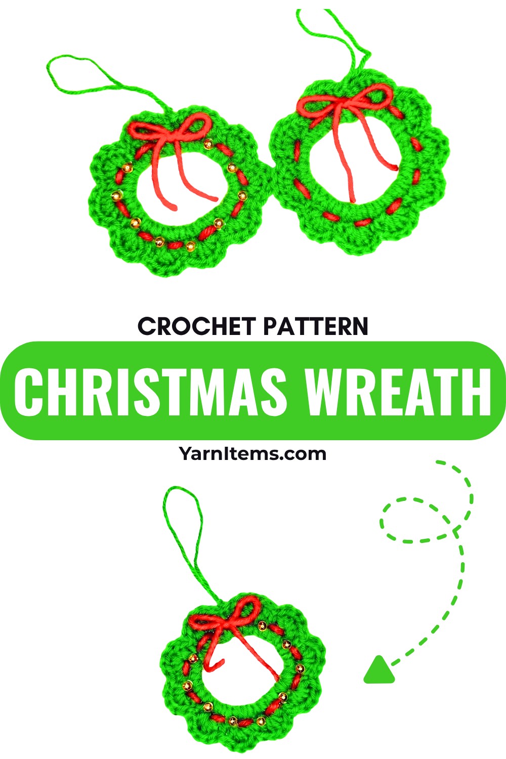 Mini Crochet Christmas Wreath Pattern For Holiday Decoration